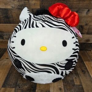 Kellytoy Sanrio Hello Kitty Squishmallow Zebra Print Large Plush Pillow NWT